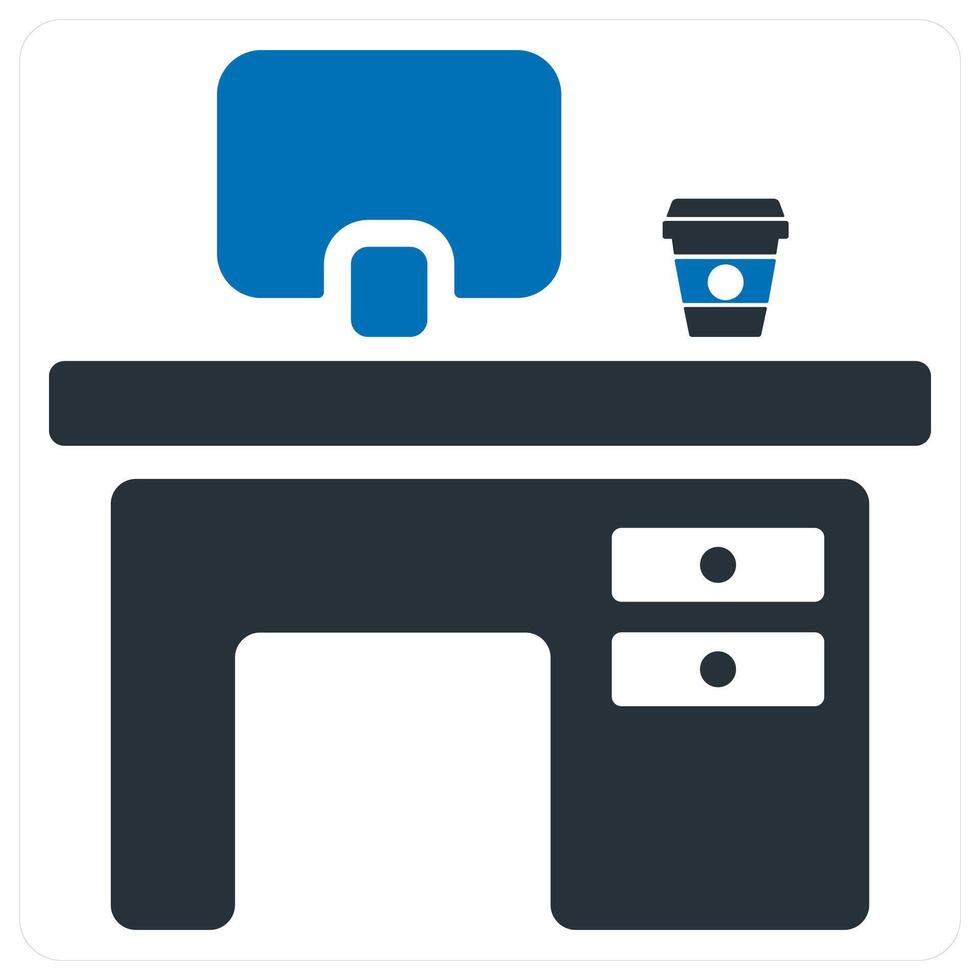 office desk and furniture icon concept in blue color vector