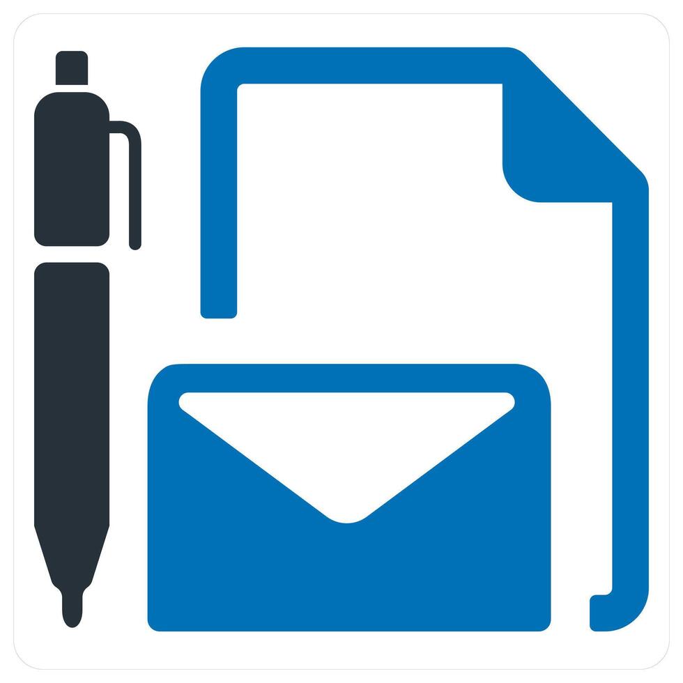 write document and copywirte icon concept in blue color vector