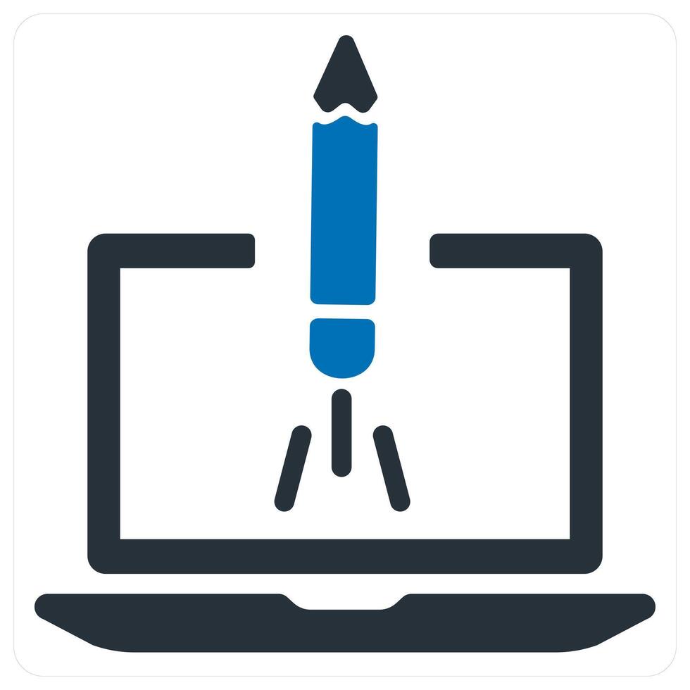 website launch and software icon concept in blue color vector