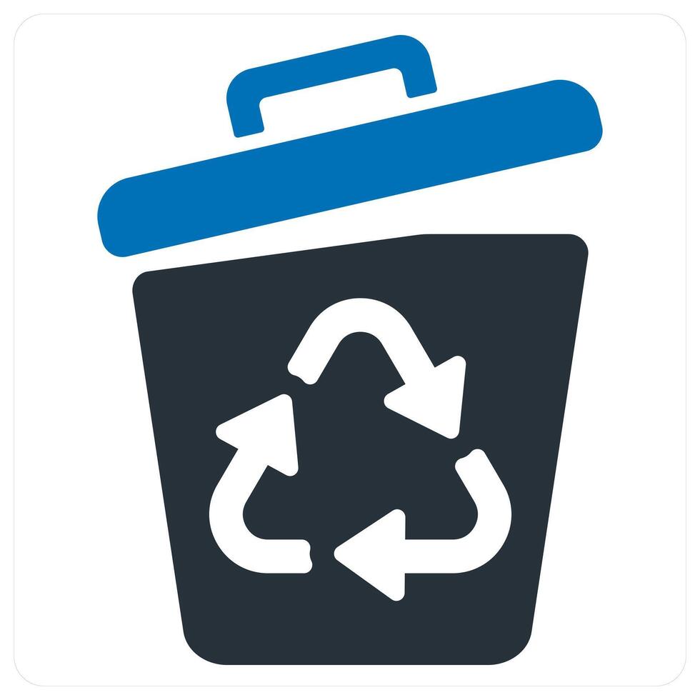 Recycle Bin and trash icon in blue color vector