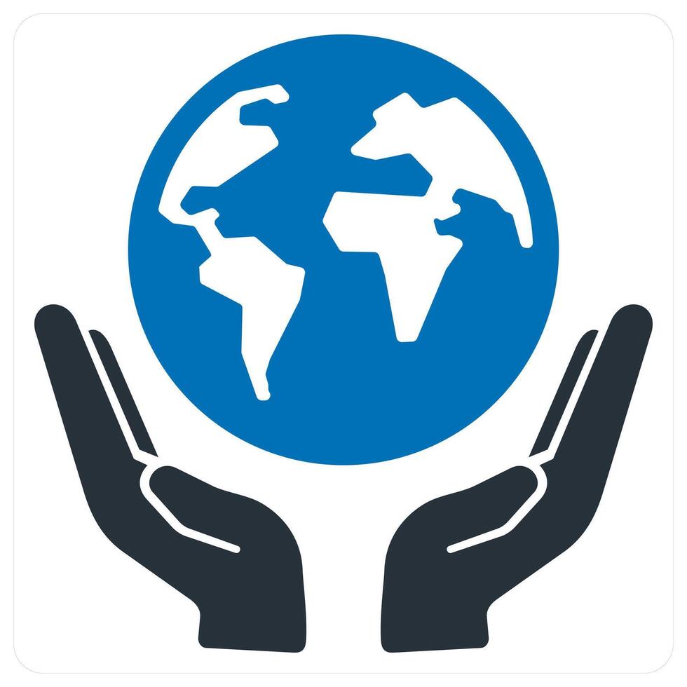 Save Earth and ecology icon concept in blue color vector