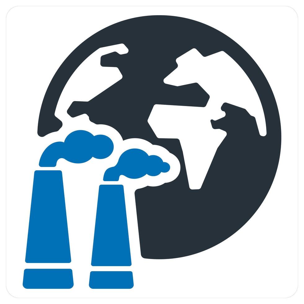 Factory and pollution icon concept in blue color vector