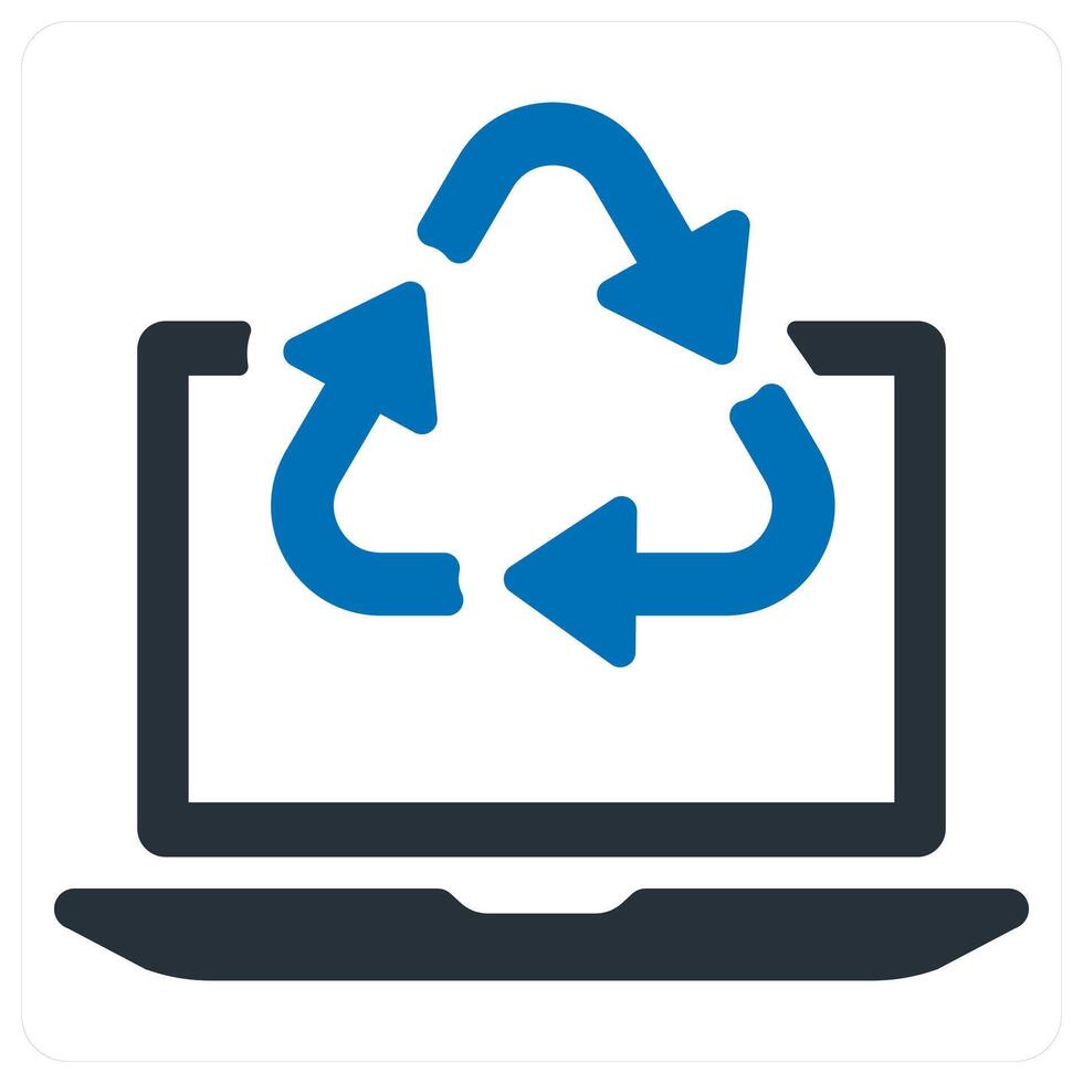 Electronic waste and recycle icon concept in blue color vector