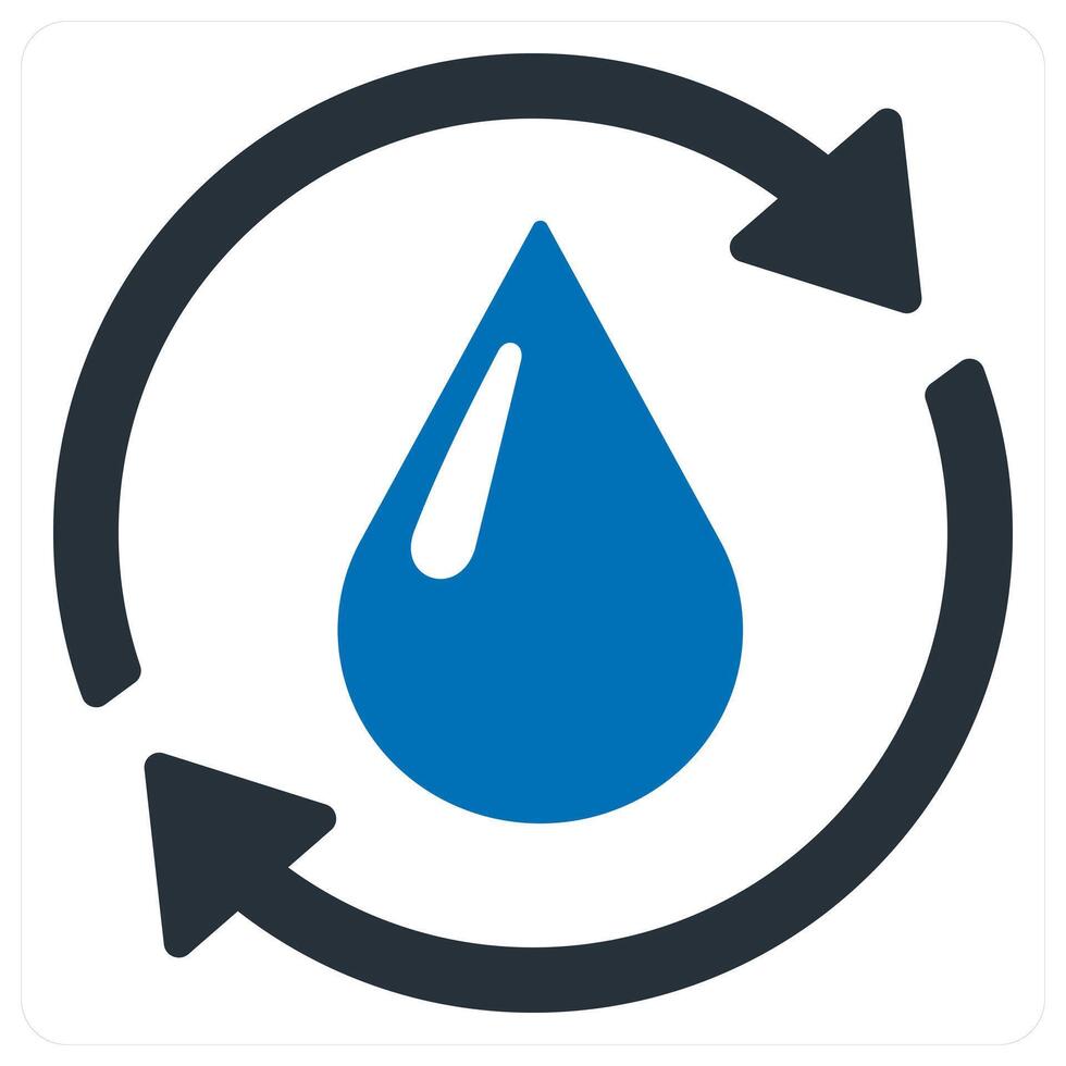Water Recycling and recycle icon concept in blue color vector
