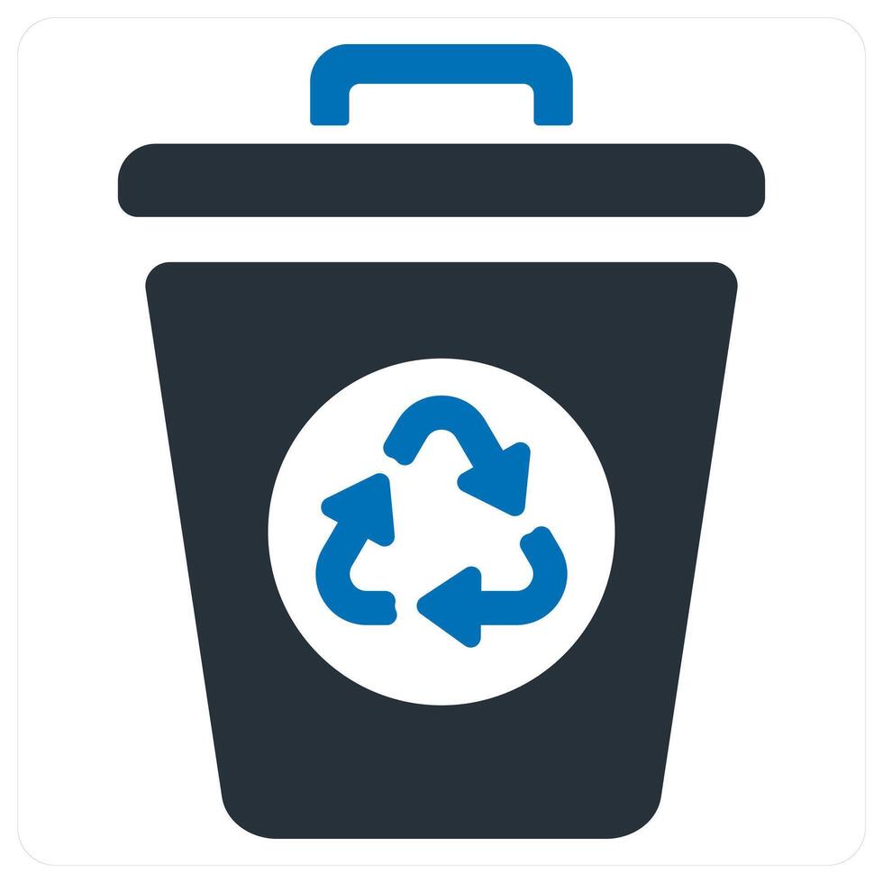 Recycle Bin and delete icon concept in blue color vector