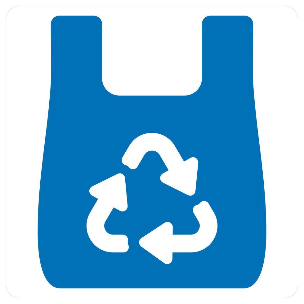 Recycle Bag and recycle icon concept in blue color vector