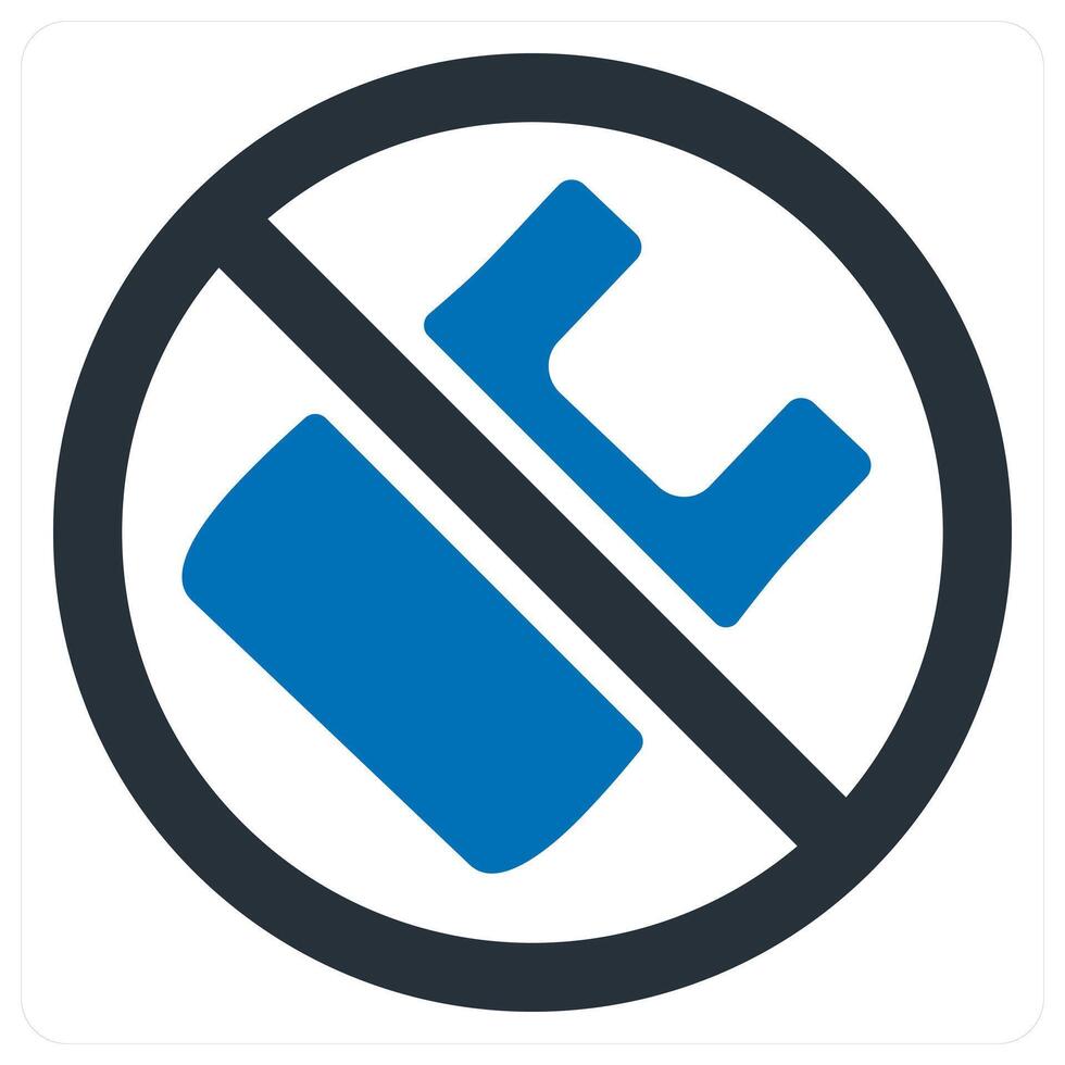 Plastic Prohibited and forbidden icon concept in blue color vector