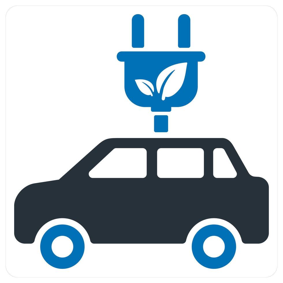 Electric Car and car icon concept in blue color vector