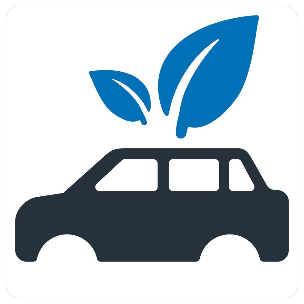 Eco Car and car icon concept in blue color vector