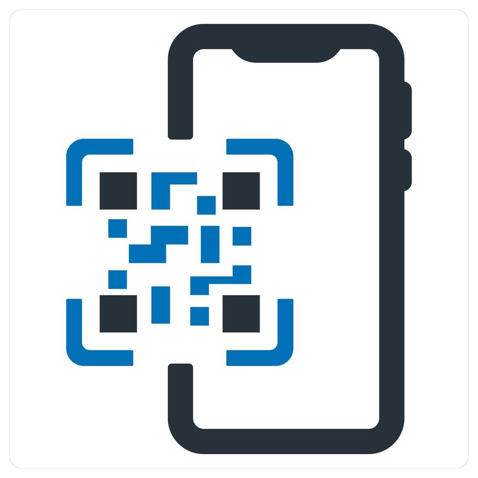 QR Code icon concept in blue color vector