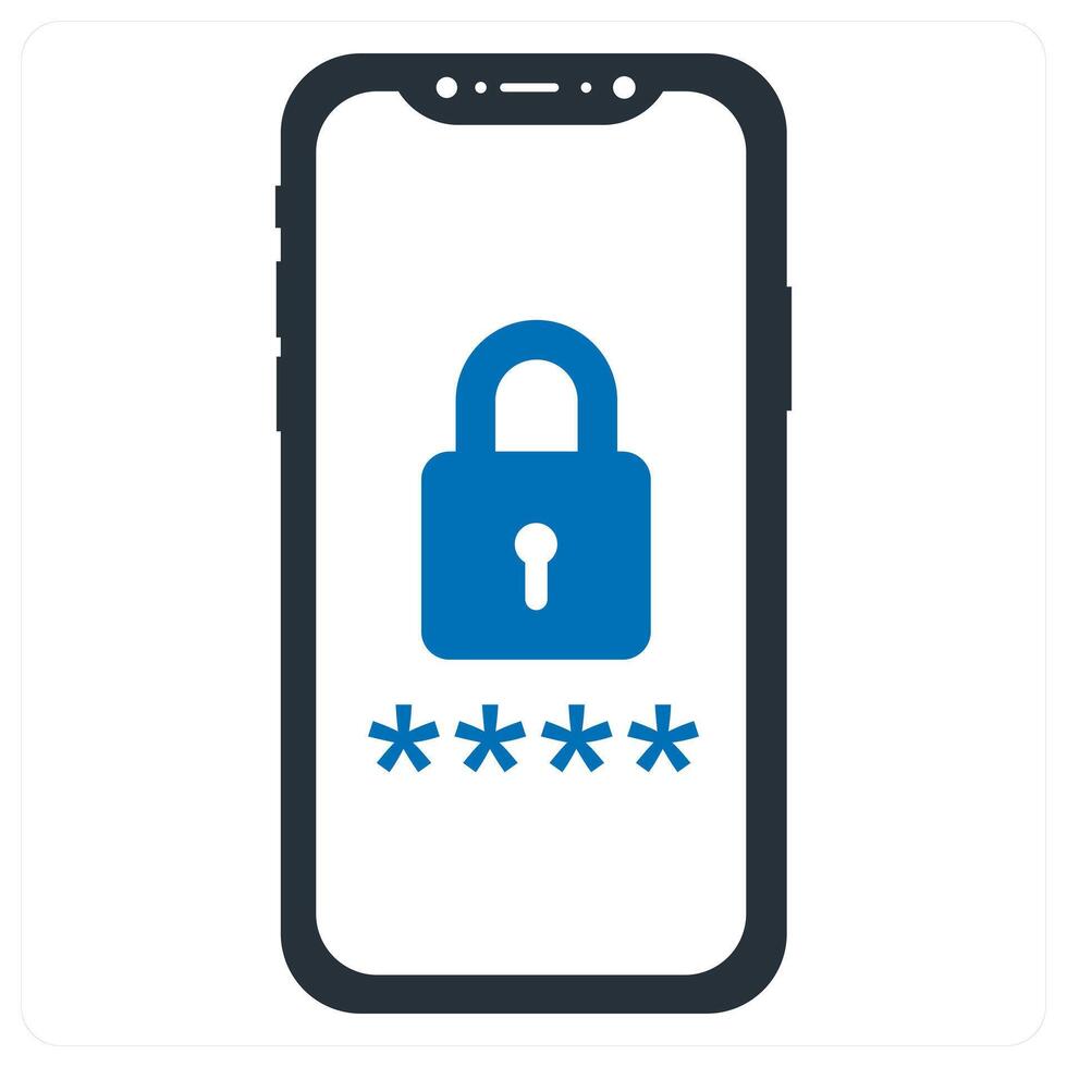 Mobile Security icon concept in blue color vector