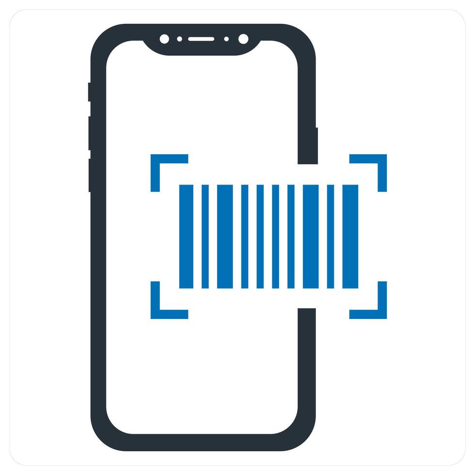 Mobile Code Bar icon concept in blue color vector
