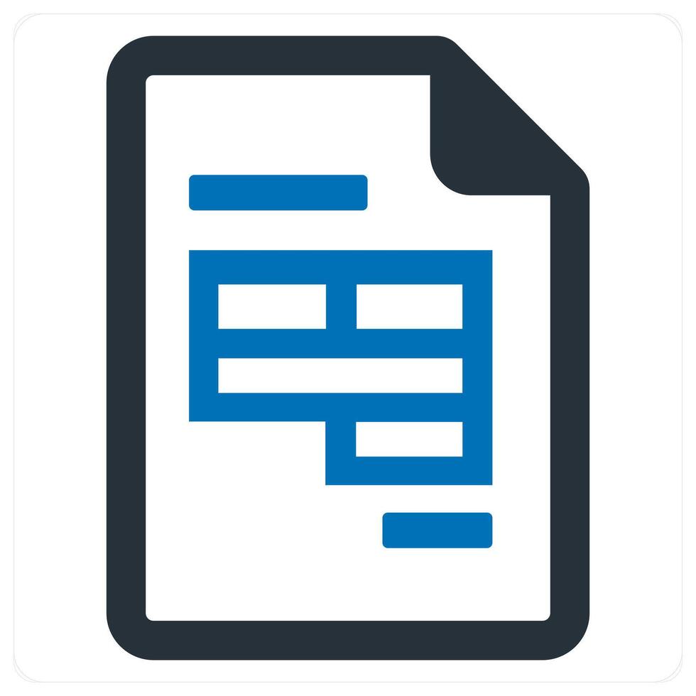 excel and paper icon concept in blue color vector