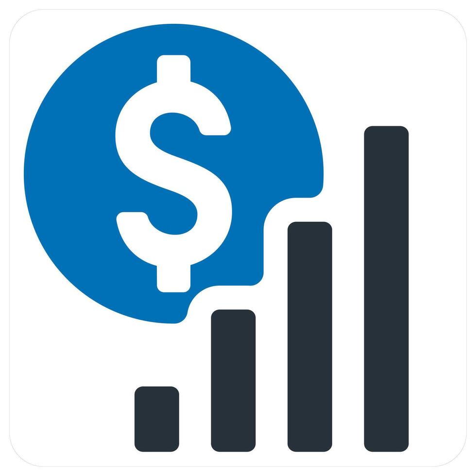 Sales Analytics and financial icon concept in blue color vector