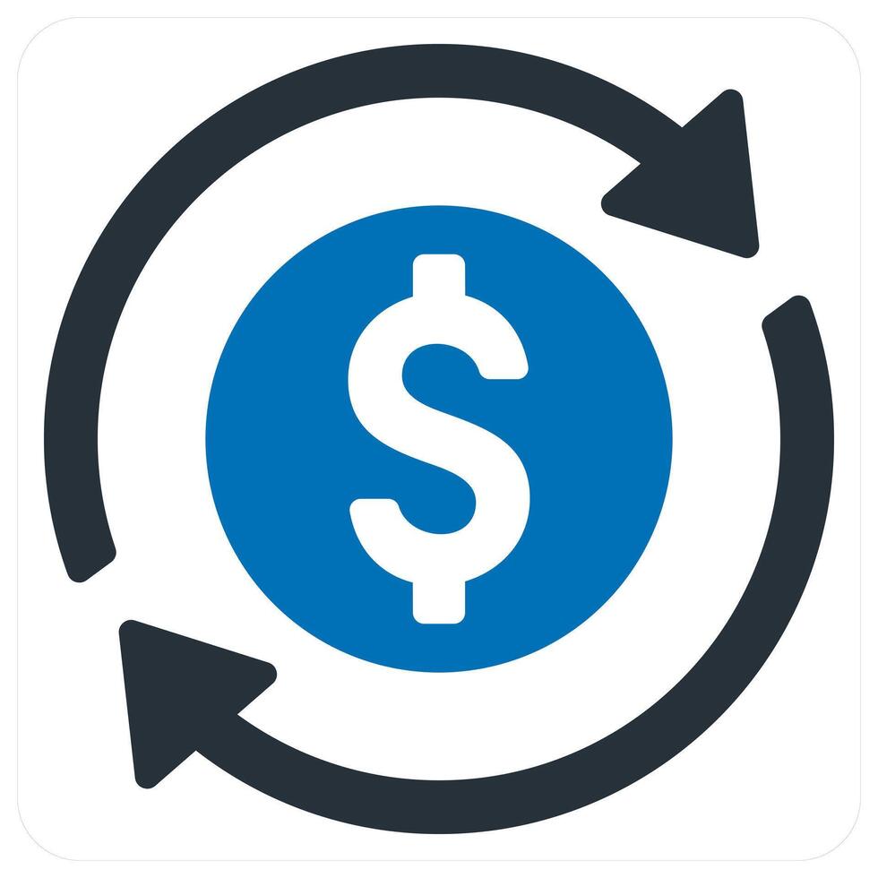 Cash Flow and money icon concept in blue color vector