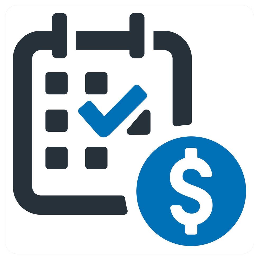 Scheduled Payment and calendar icon concept in blue color vector