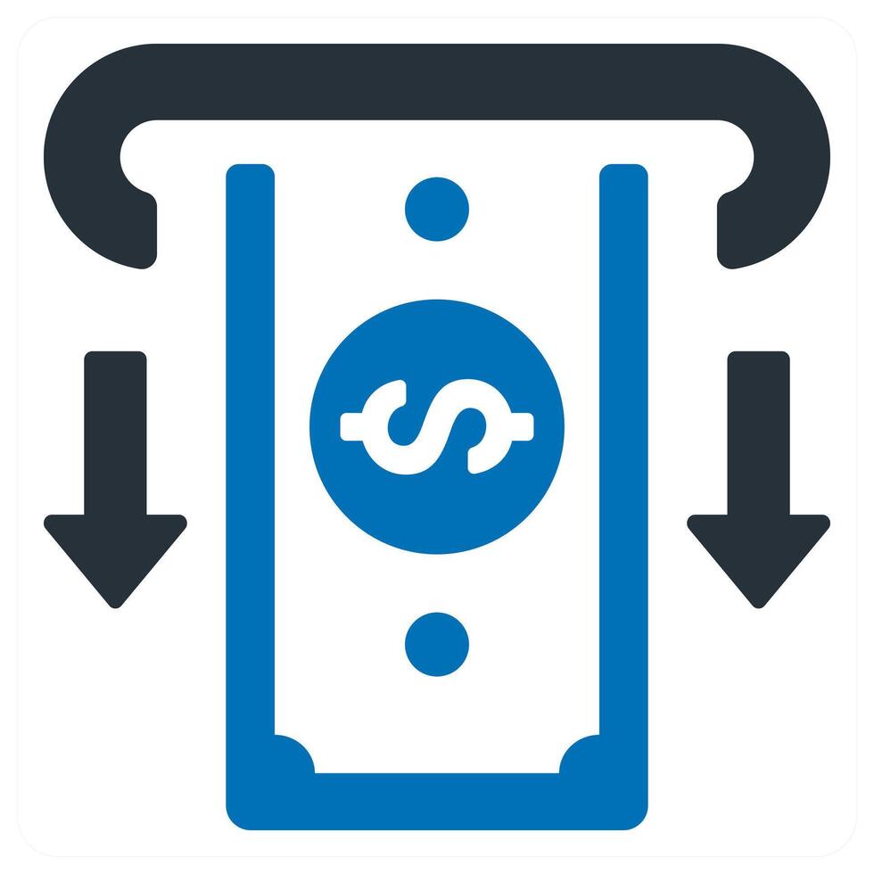 Withdraw Money and withdrawl icon concept in blue color vector