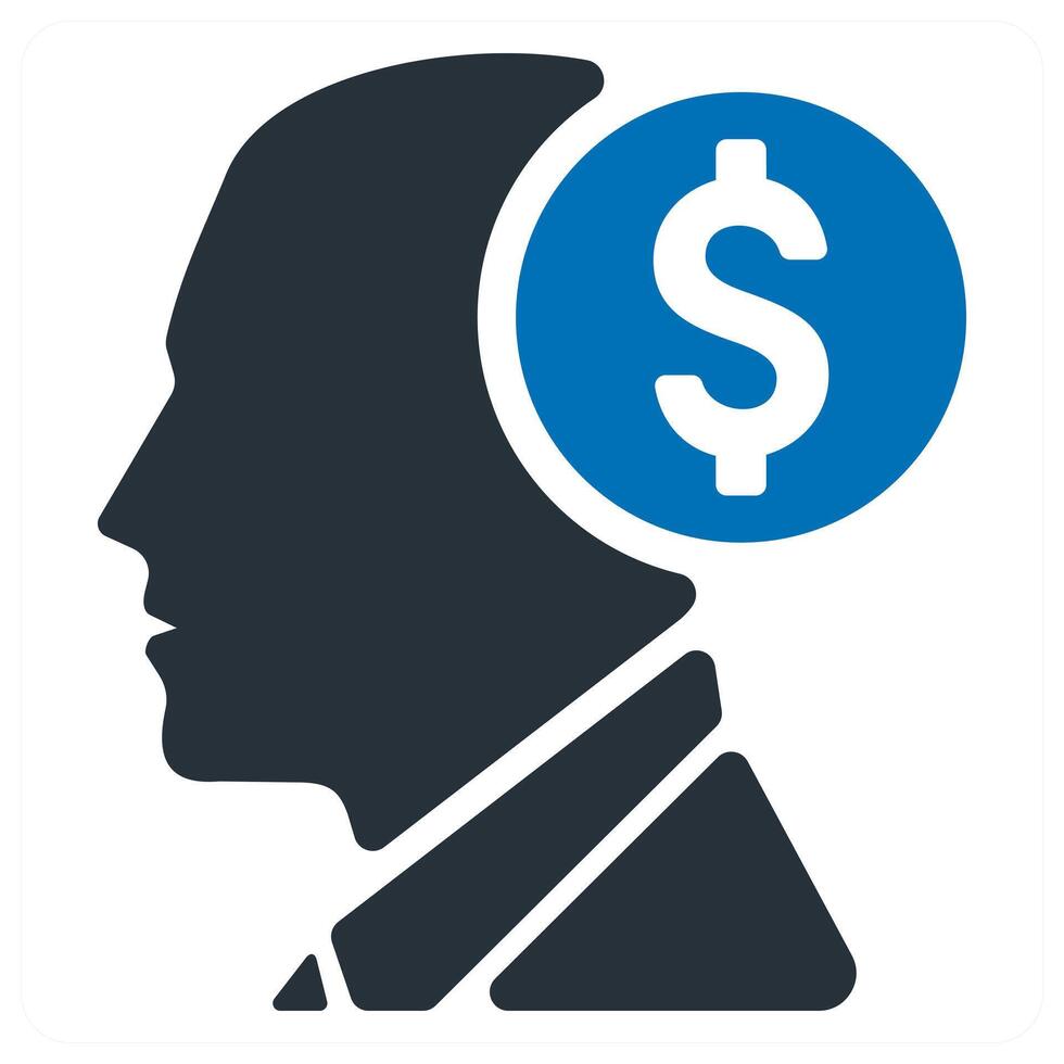 Investor and stock market icon concept in blue color vector