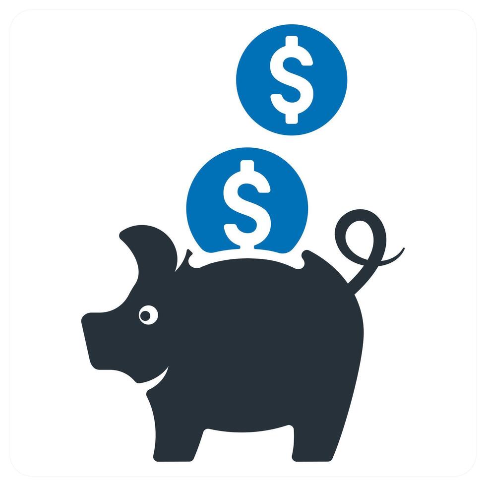 Savings and piggy bankicon concept in blue color vector