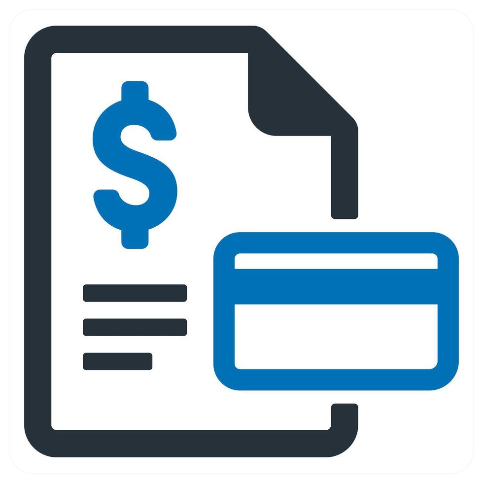 Card Receipt and credit card icon concept in blue color vector