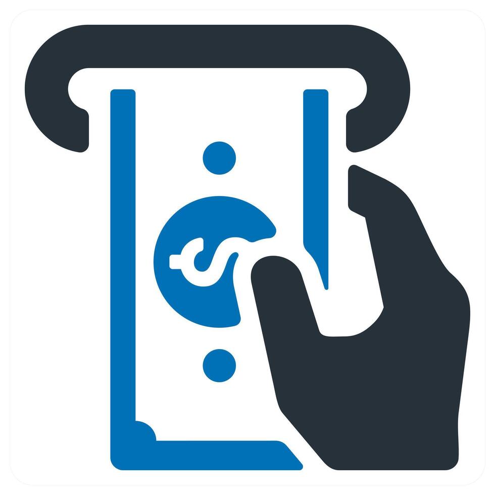 ATM and deposit icon concept in blue color vector