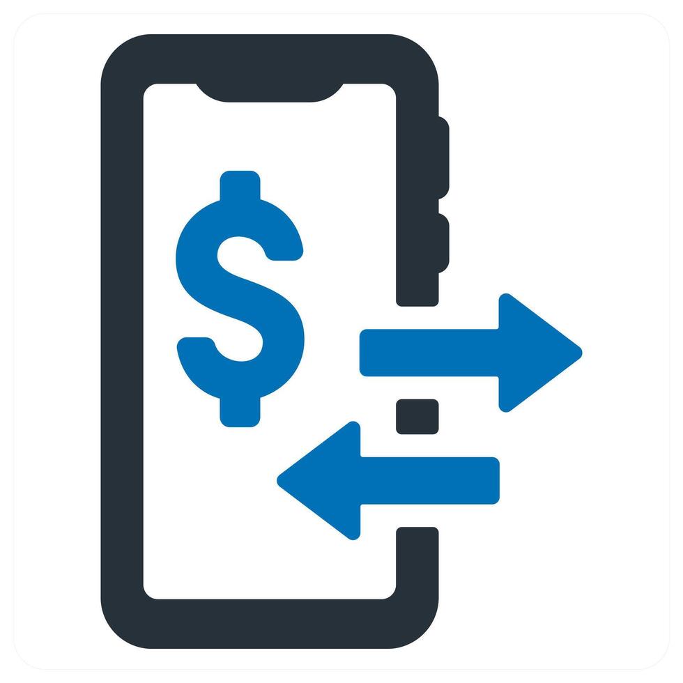 Online Transaction and online money icon concept in blue color vector