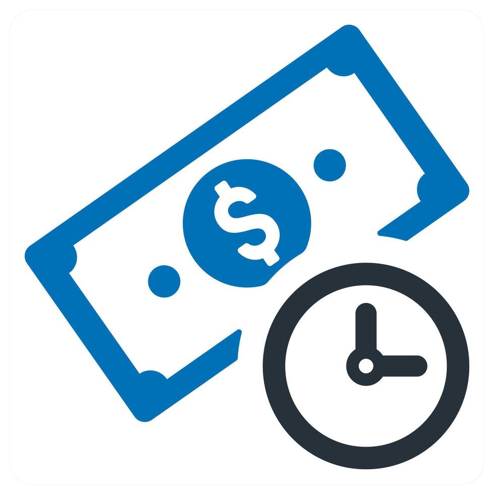 Time Is Money and valuable icon in blue color vector