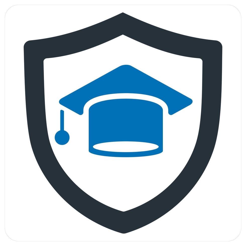 Education Insurance icon concept in blue color vector
