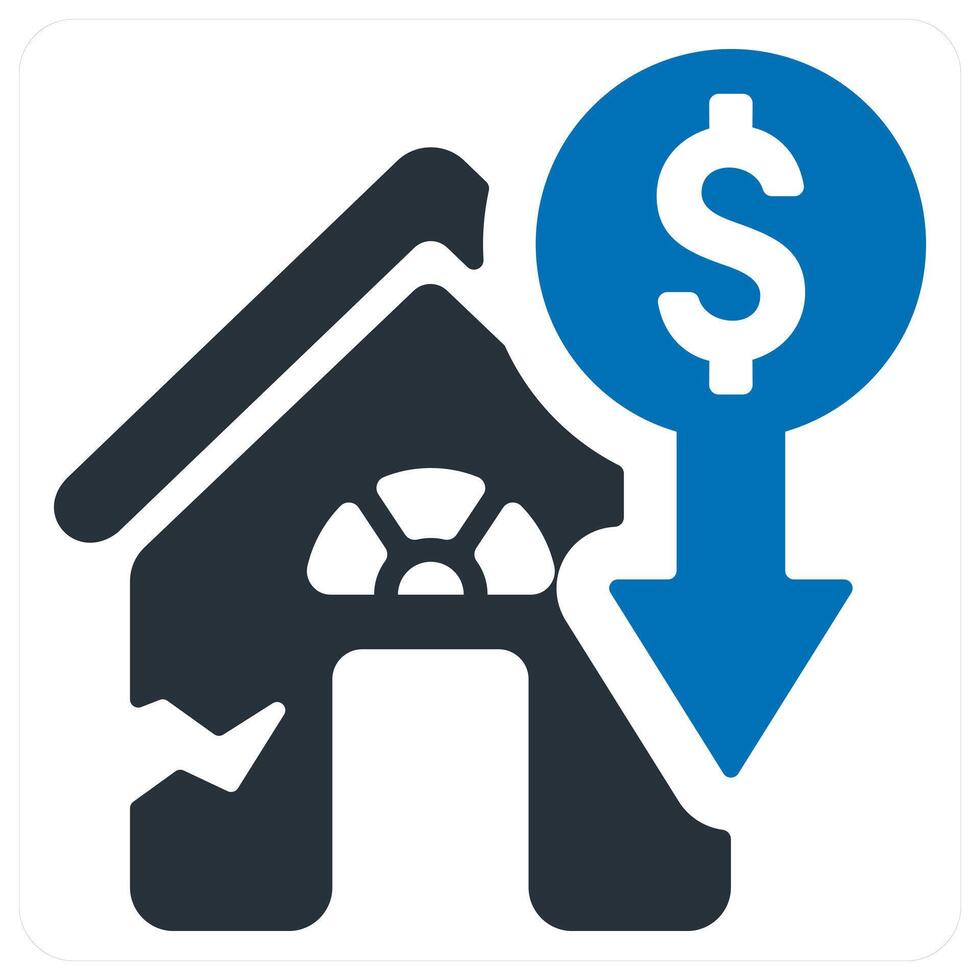House damage insurance icon concept in blue color vector