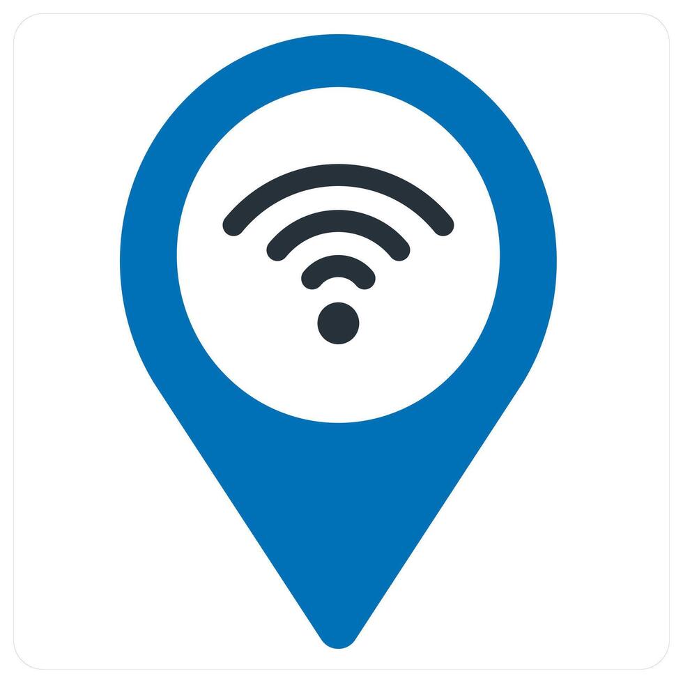 wifi and location icon concept in blue color vector