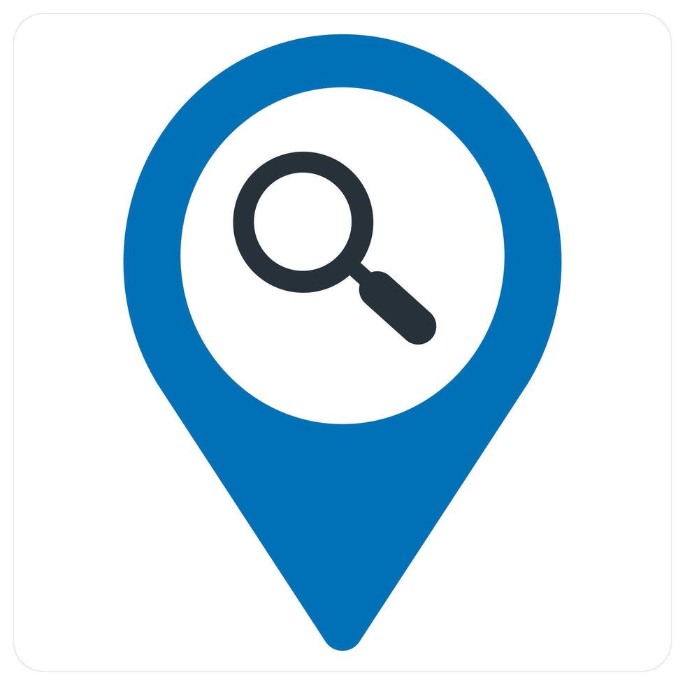 search and location icon concept in blue color vector