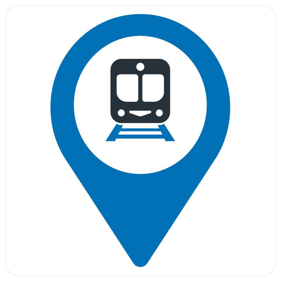 train location and location icon concept in blue color vector