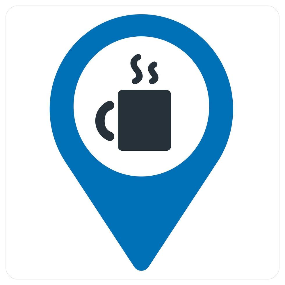 Beverage and location icon concept in blue color vector