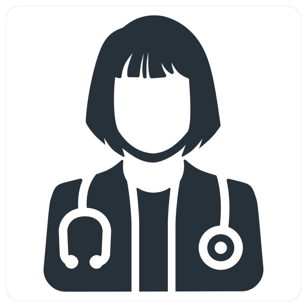 female Doctor and surgeon icon concept in blue color vector