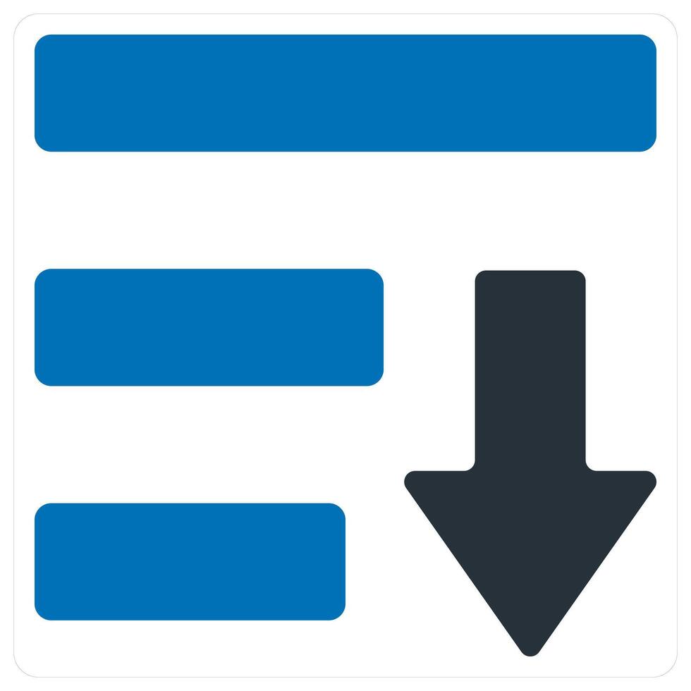 Download and down arrow icon concept in blue color vector