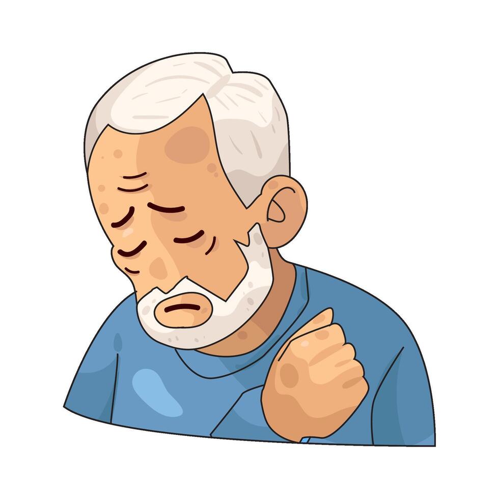 old man sick from smoking vector