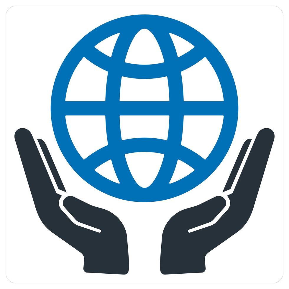 Save World icon concept in blue color vector