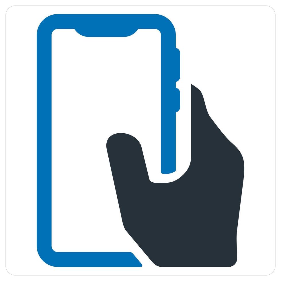 Mobile in Hand icon concept in blue color vector