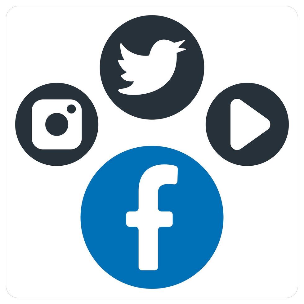 Social Media and media icon concept in blue color vector