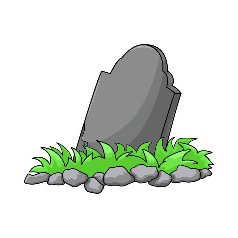 the grave is overgrown with grass illustration vector