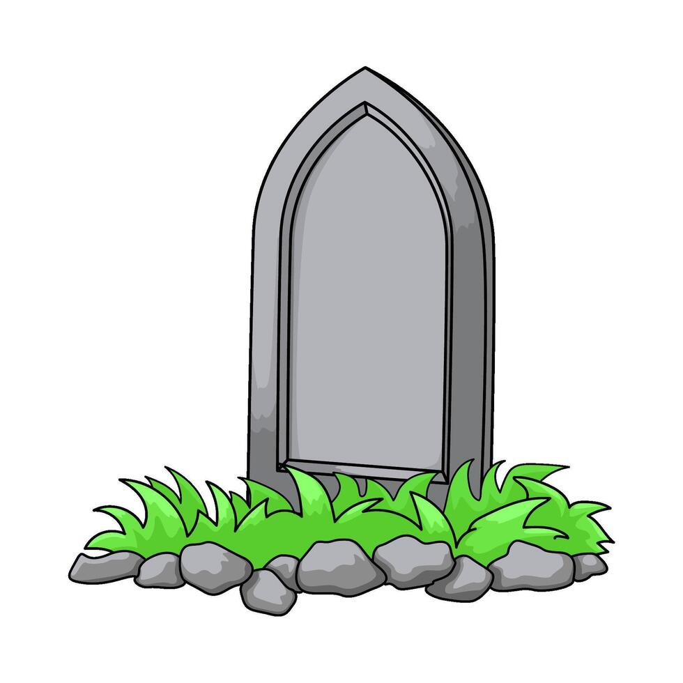 the grave is filled with grass illustration vector