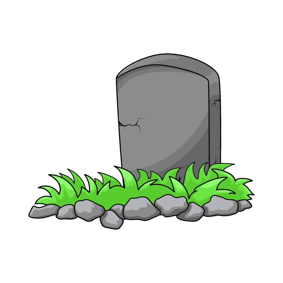 grave with grass illustration vector