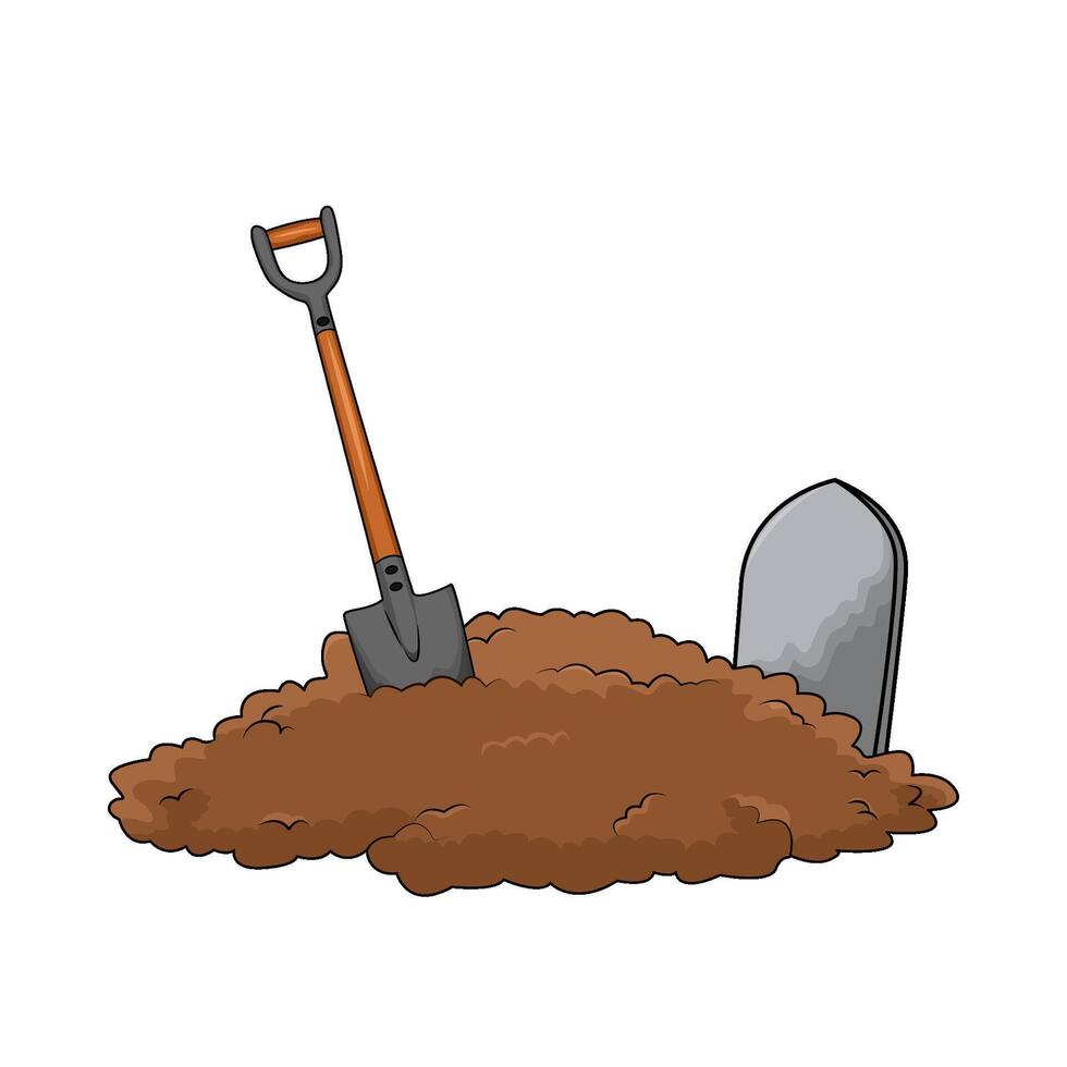 digging the soil in the grave illustration vector