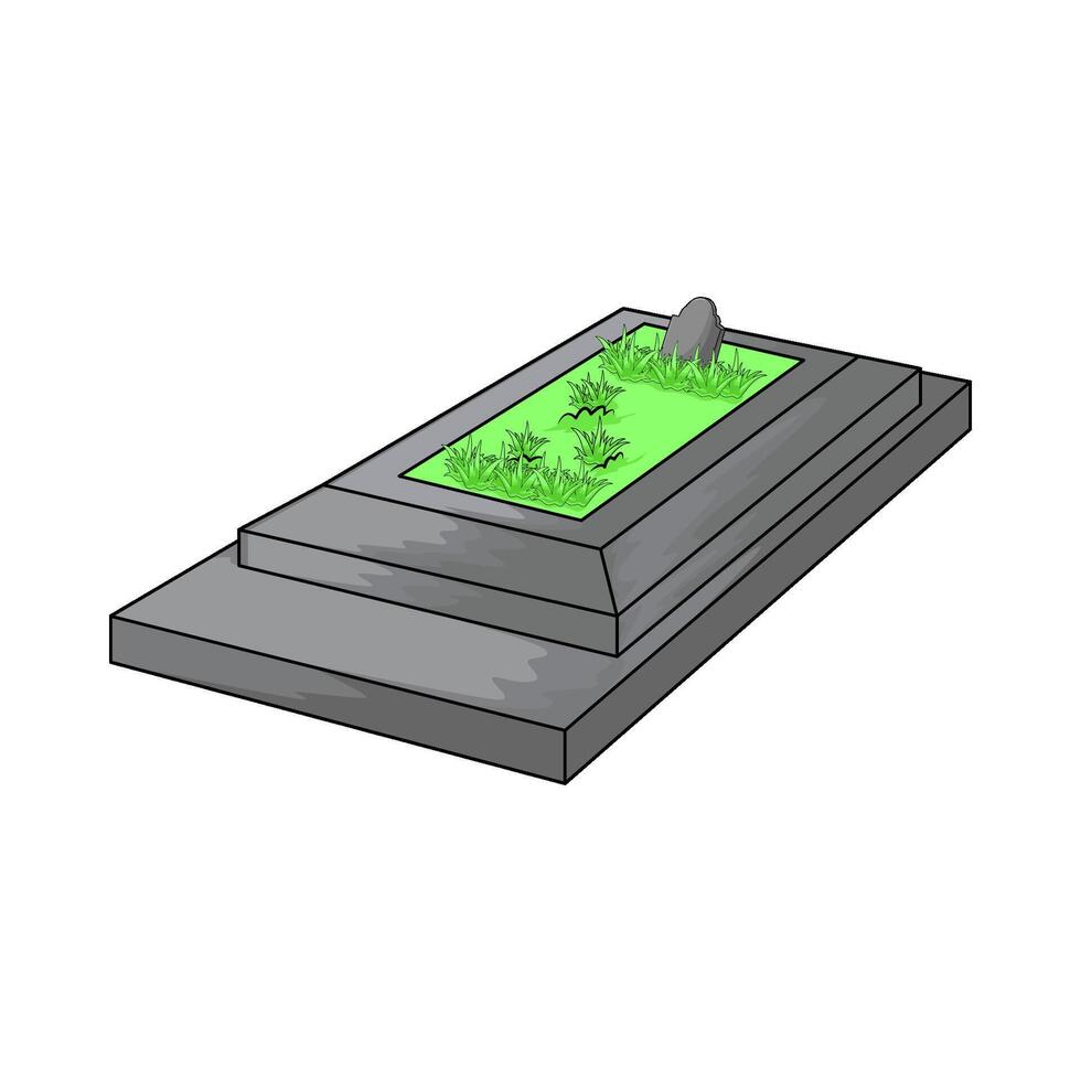 the grave is overgrown with grass vector