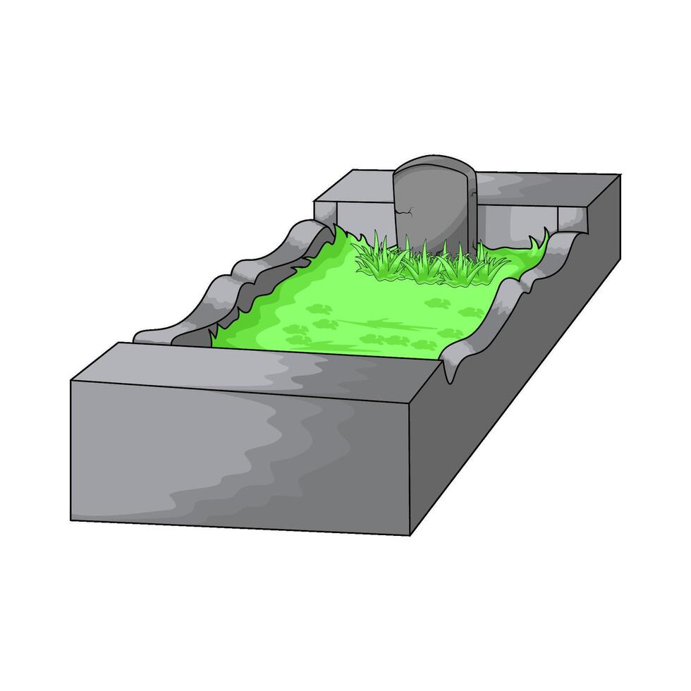 illustration of his grave was filled with grass vector