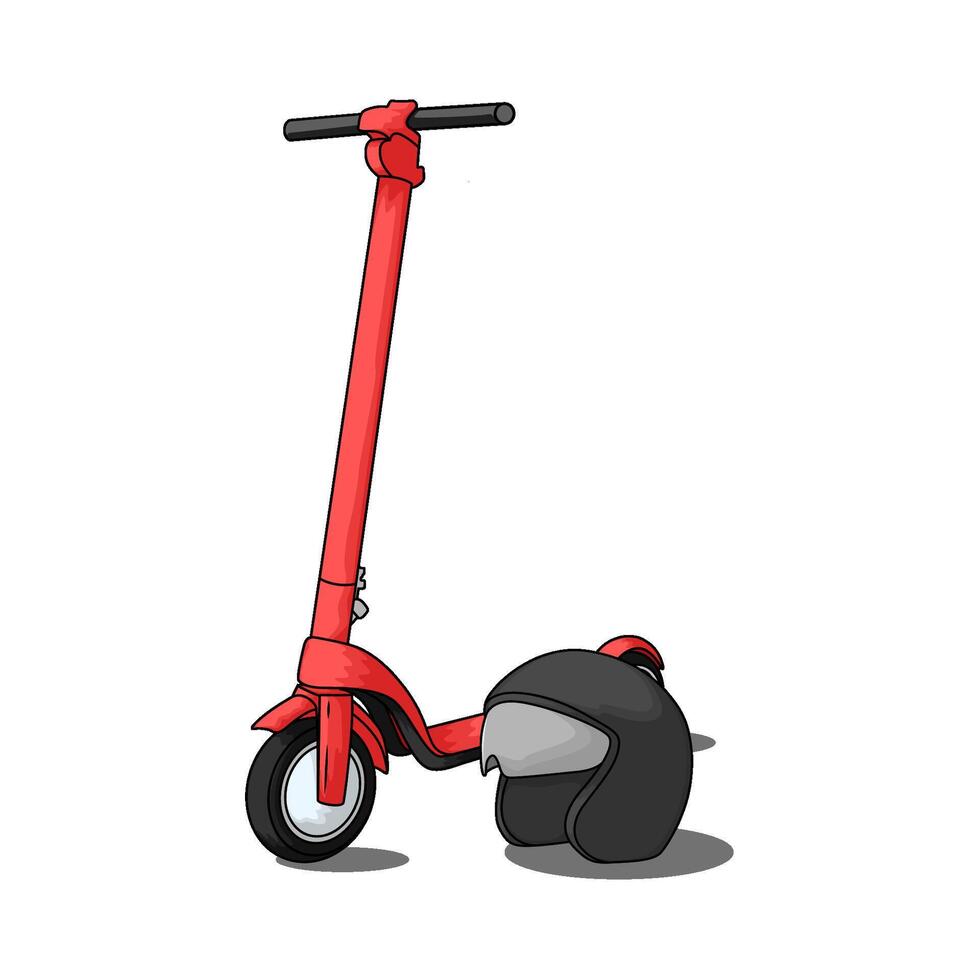 red kick scooter with helmet vector