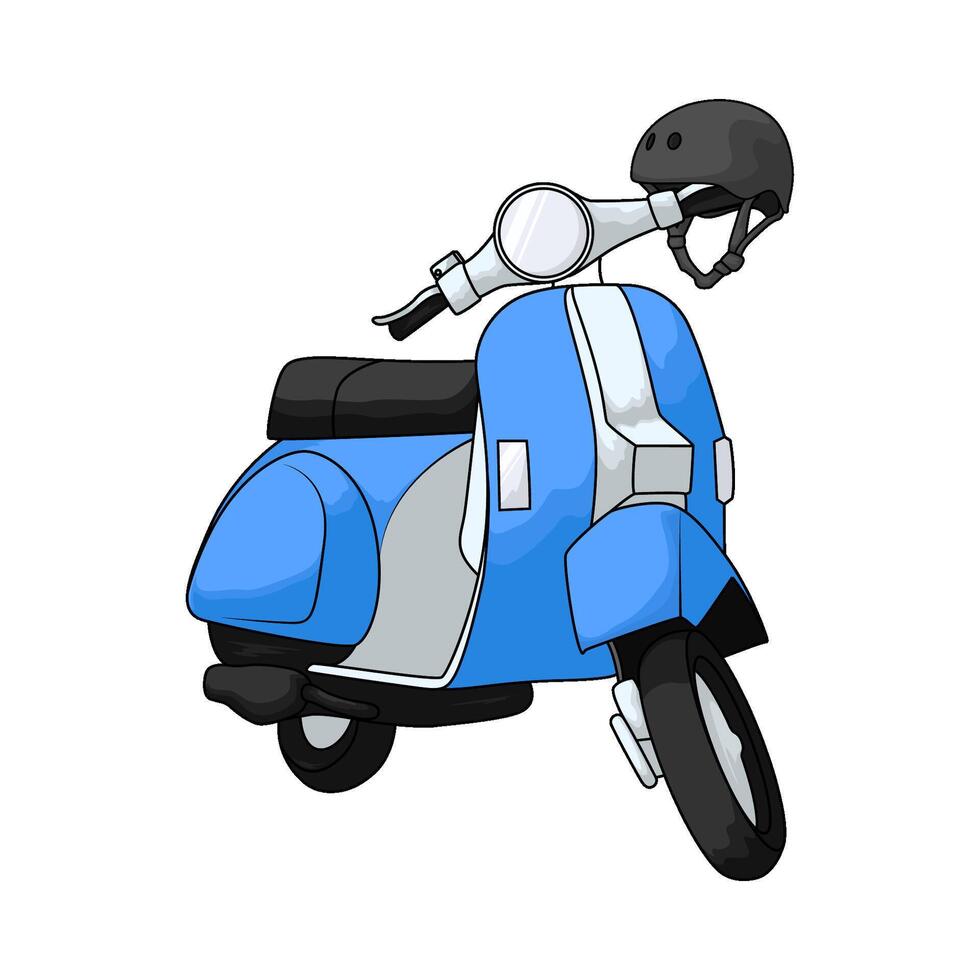 blue scooter with helmet vector