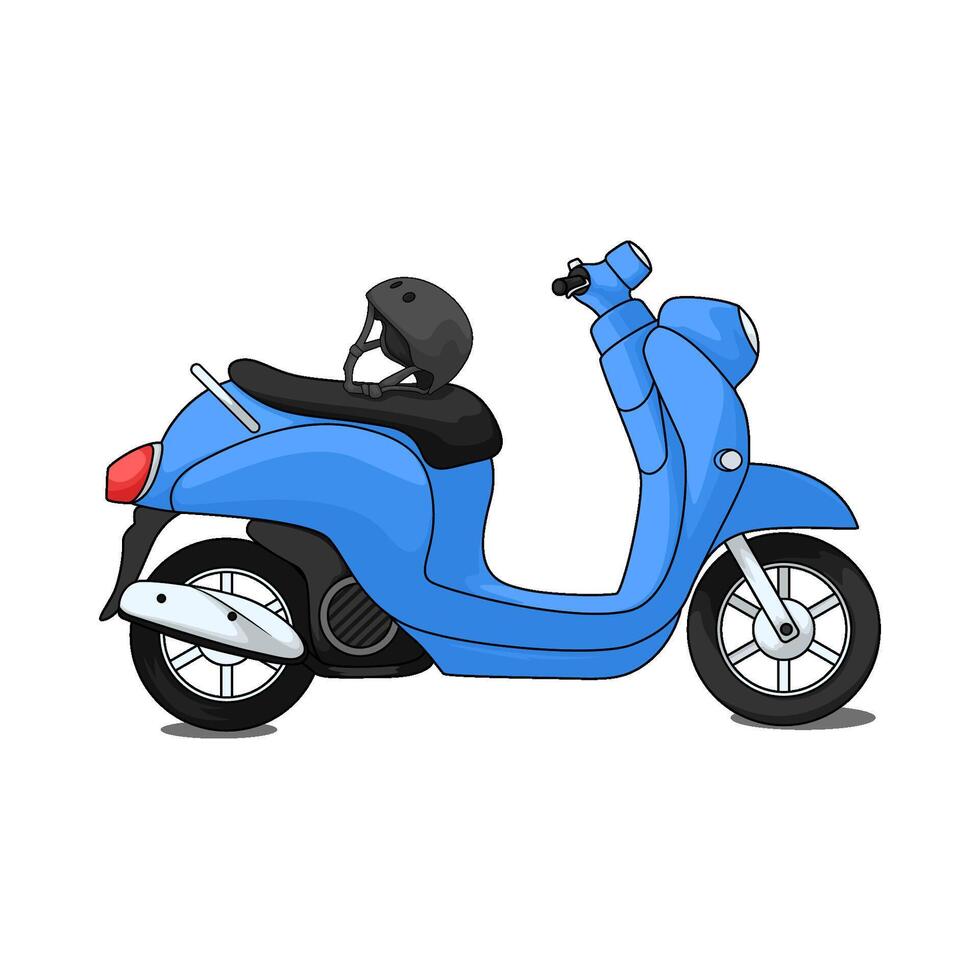 helmet on scooter seat illustration vector