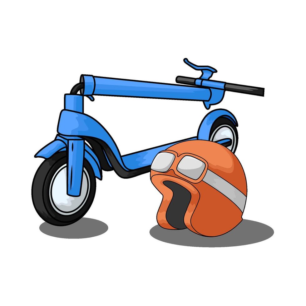kick scooter with helmet vector