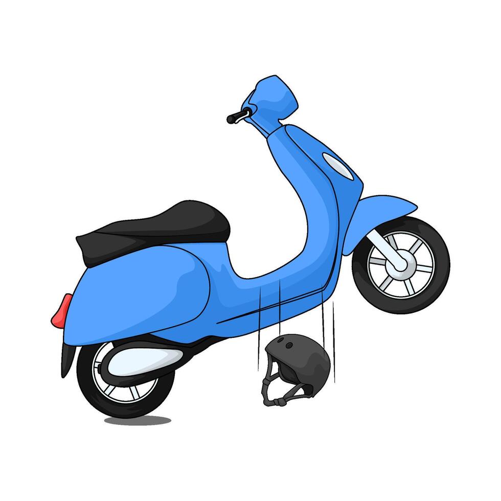 The helmet fell off the scooter vector